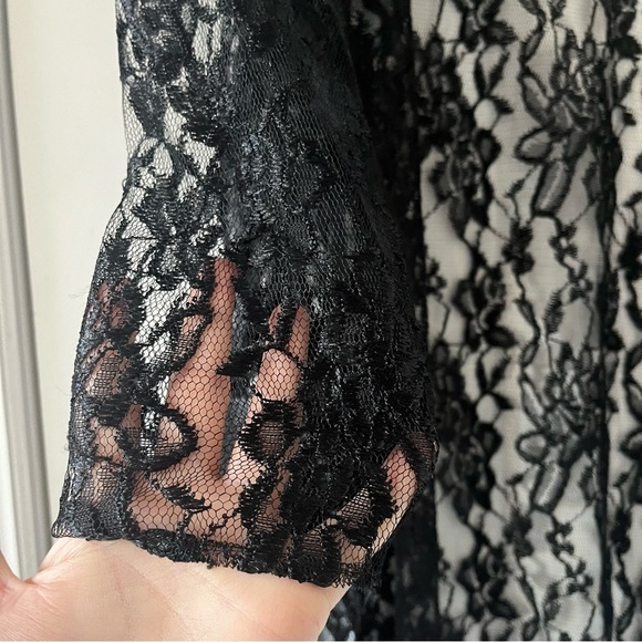 Boston Proper Women's Y2K Sheer Open Front Black Goth Whimsigoth Cardigan in S - Picture 4 of 16